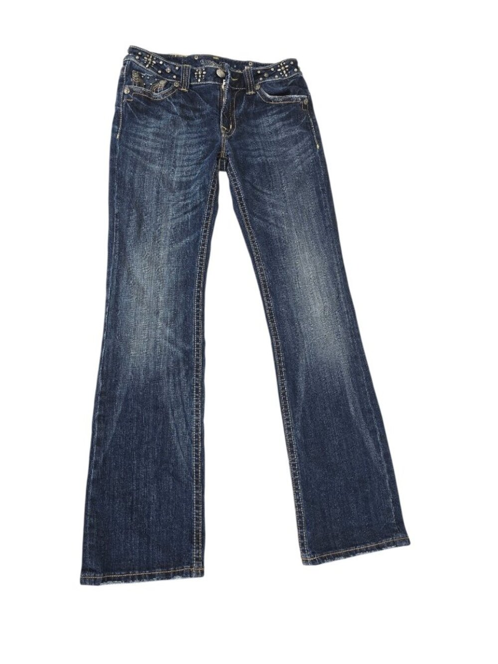 Miss me embellished bootcut jeans with rhinestones color blue women's size 29